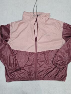 Columbia Flash Forward Windbreaker‎ Jacket Pink Burgundy Colorblock XL XL0065